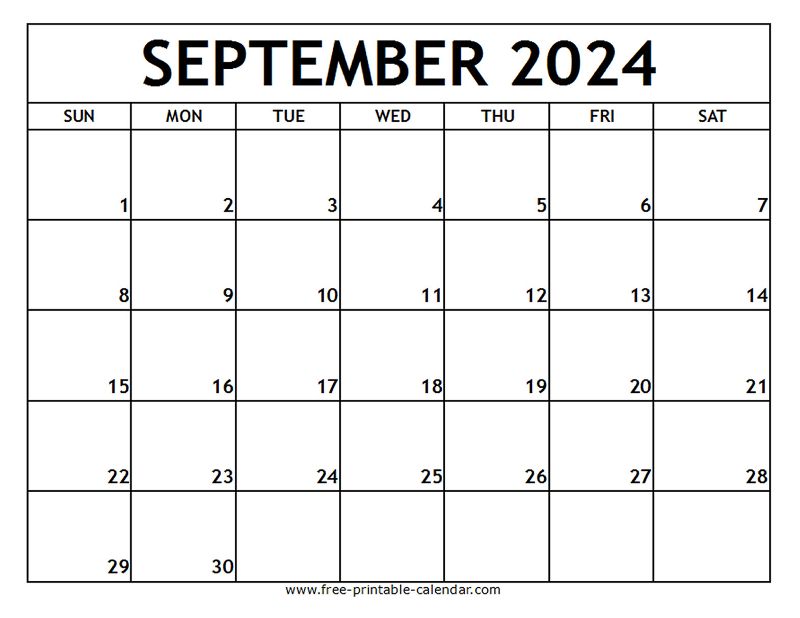 September 2024 Printable Calendar - Free-Printable-Calendar for Free Printable Blank September 2024 Calendar