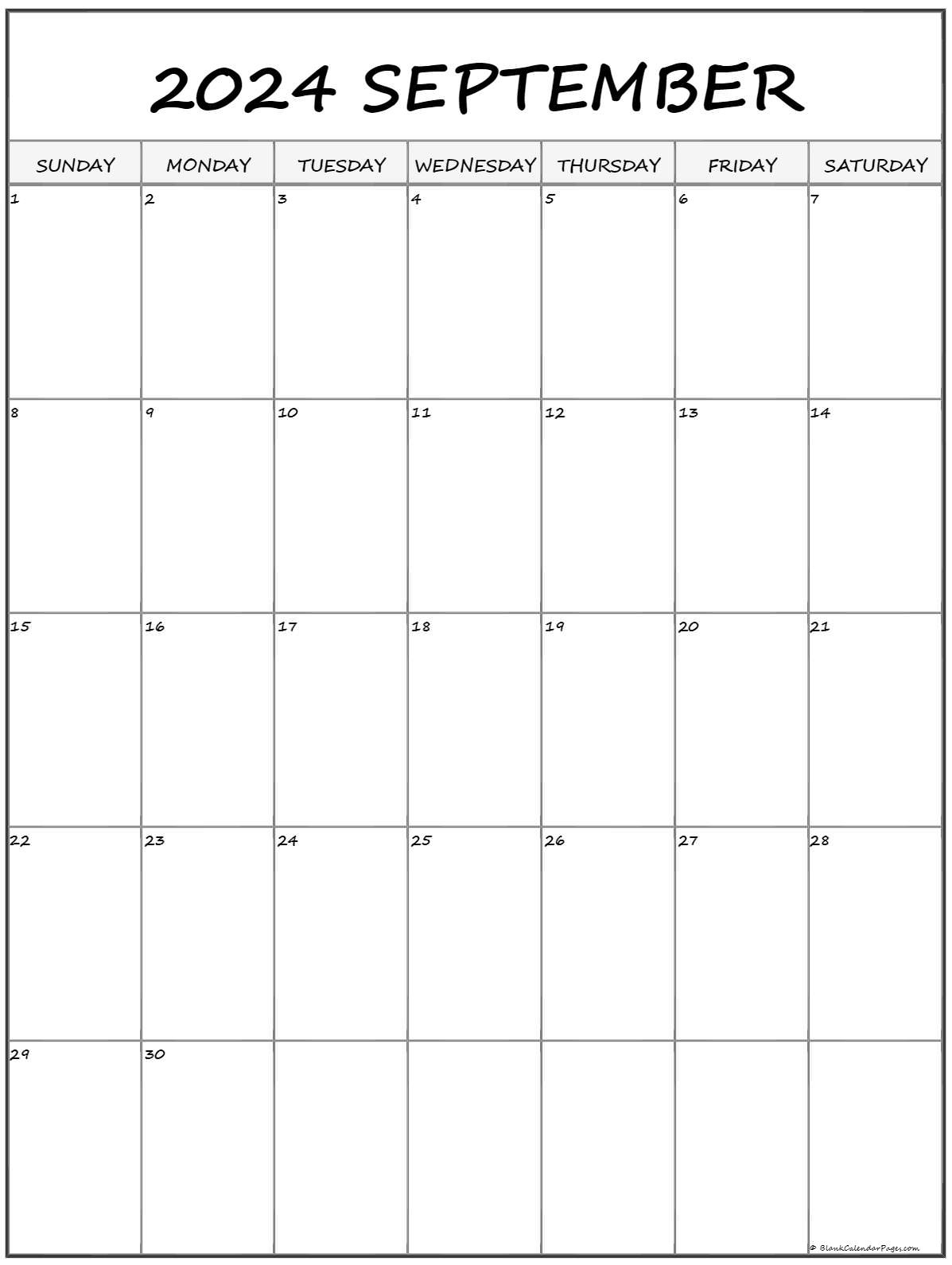 September 2024 Vertical Calendar | Portrait inside 2024 Printable Calendar September