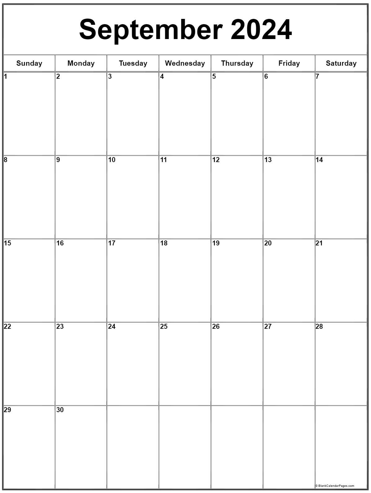 September 2024 Vertical Calendar | Portrait with regard to September 2024 Calendar Printable Portrait