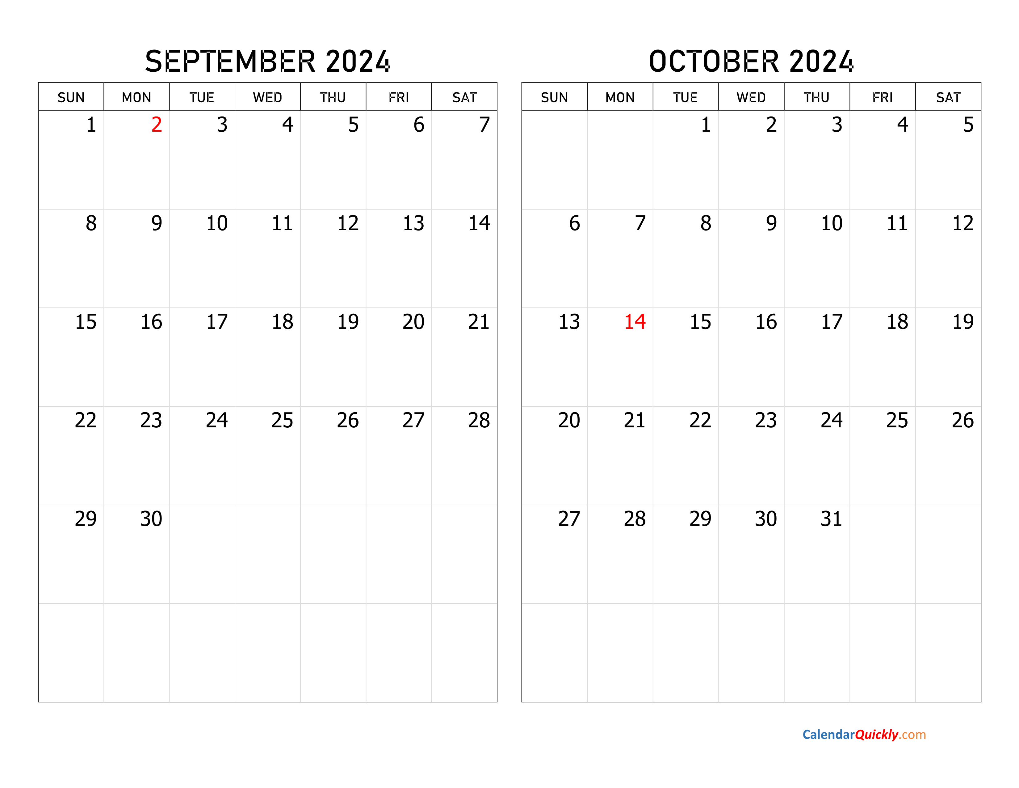 September And October 2024 Calendar | Calendar Quickly regarding September To October 2024 Calendar