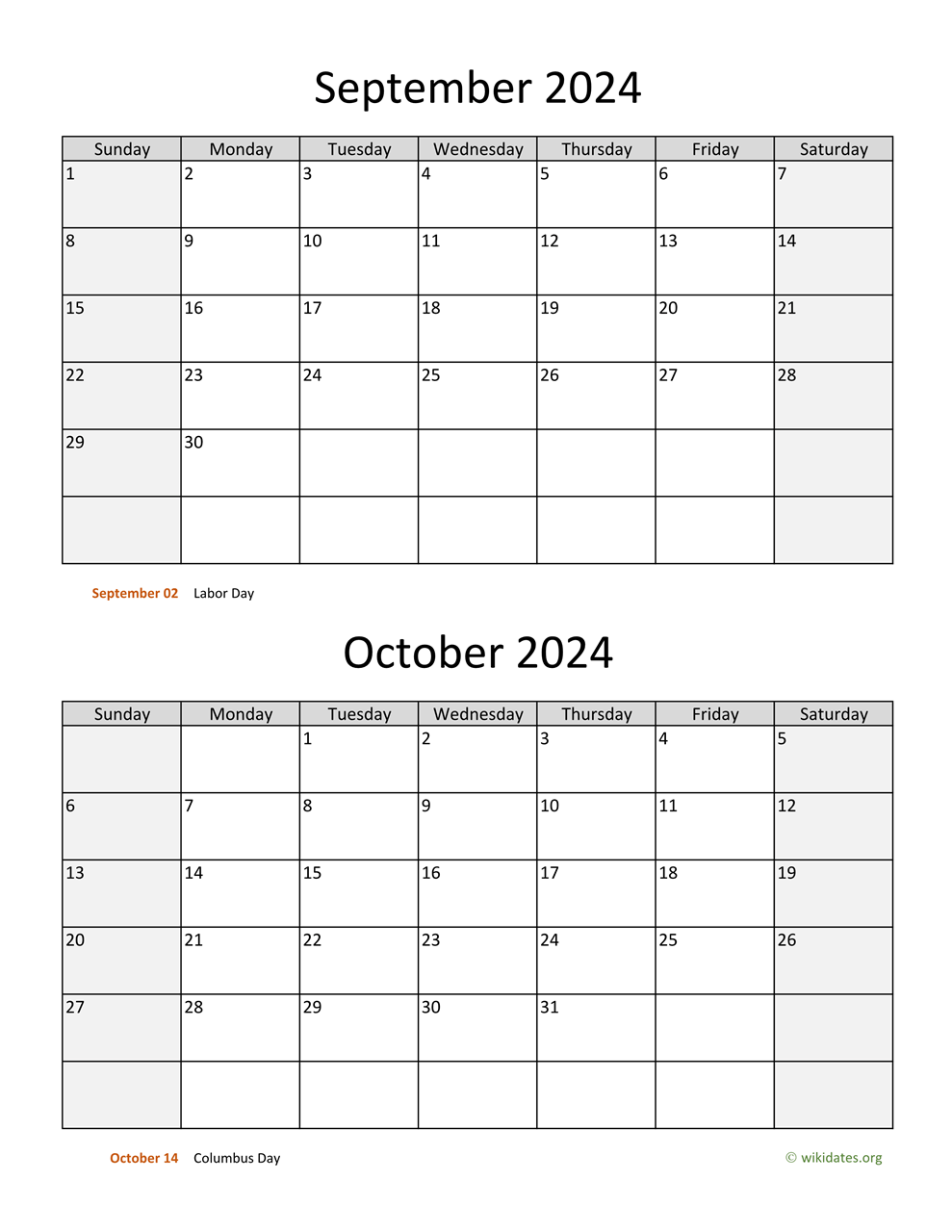 September And October 2024 Calendar | Wikidates intended for Calendar October 2024 To September 2024