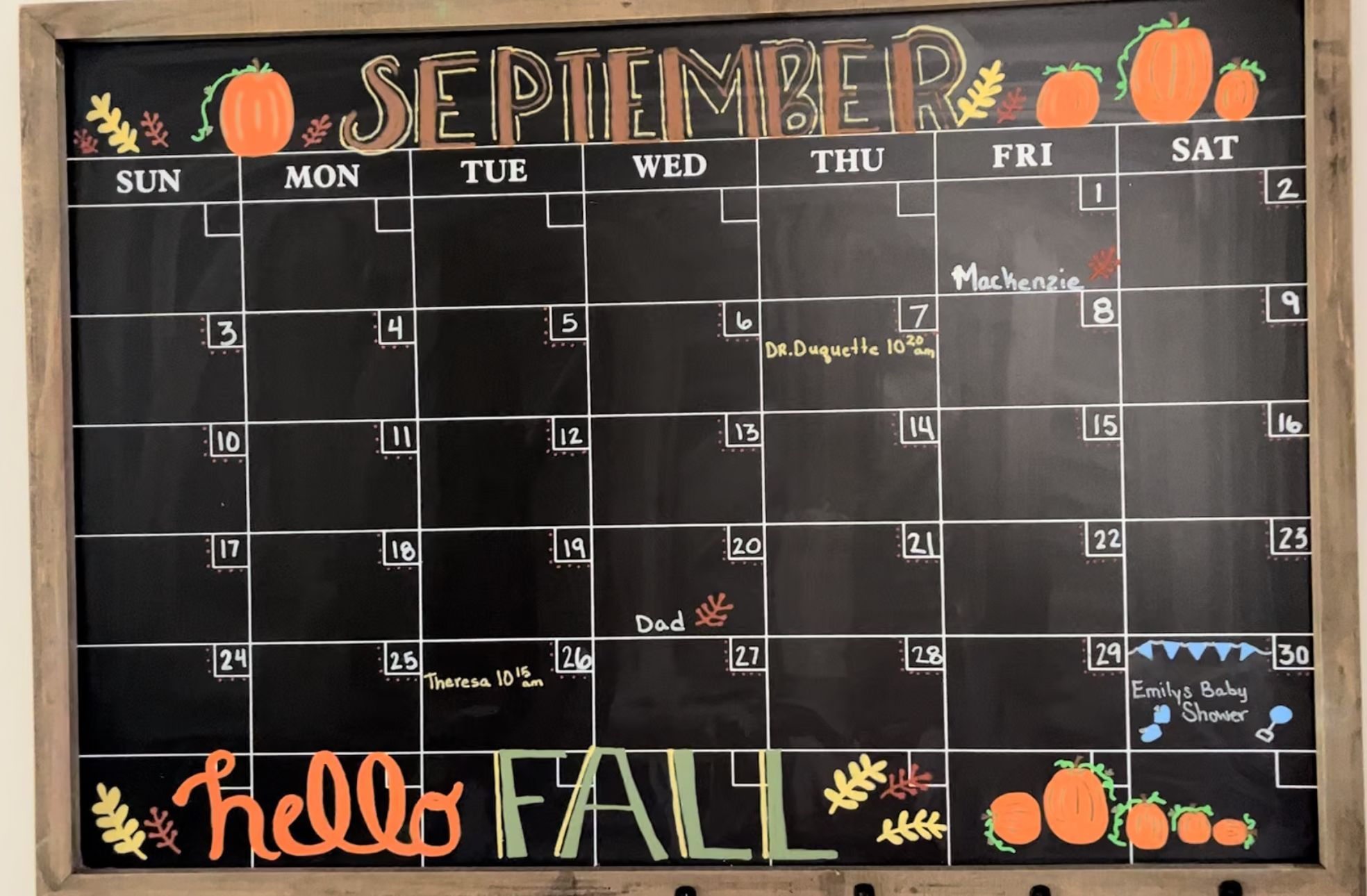 September Calendar for September 2024 Chalkboard Calendar Ideas