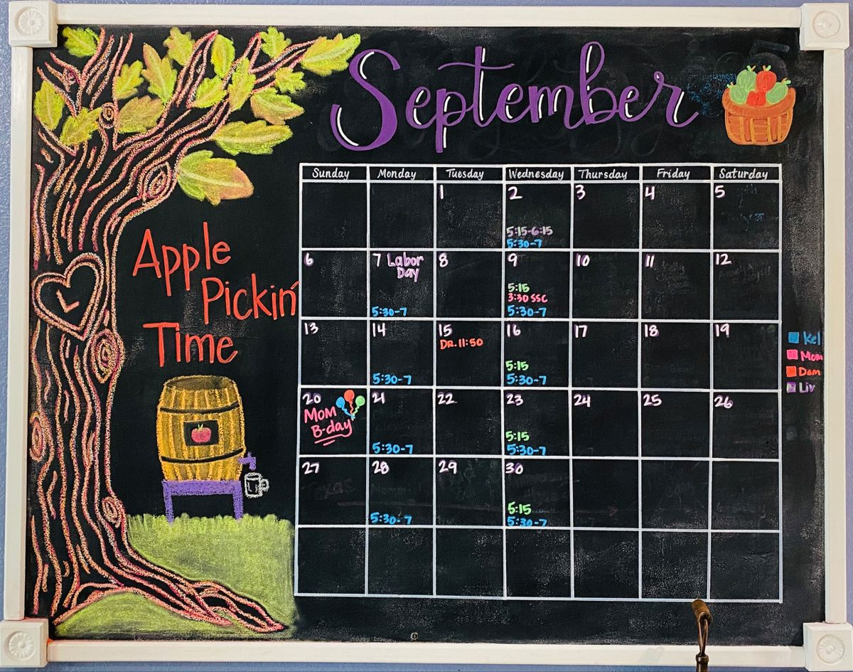 September Chalkboard Calendar 2020 throughout September 2024 Chalkboard Calendar Ideas