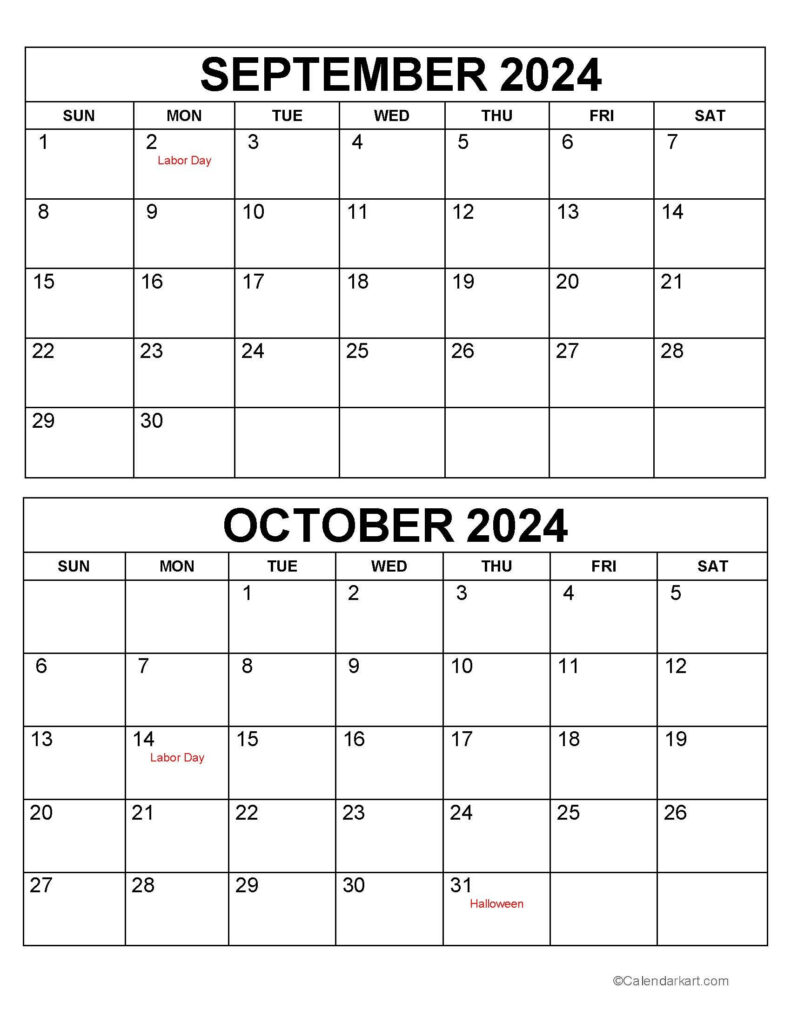 Printable calendar for september and october 2024 printable calendar 2025