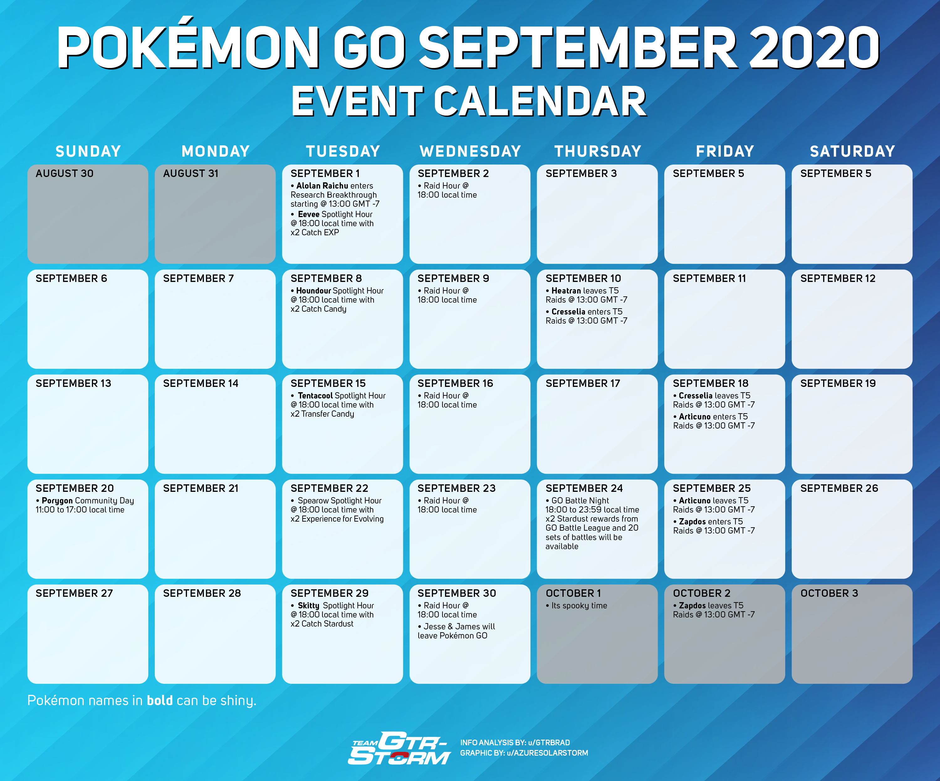 September Visual Event Calendar Infographic : R/Thesilphroad with Pokemon Go September 2024 Calendar