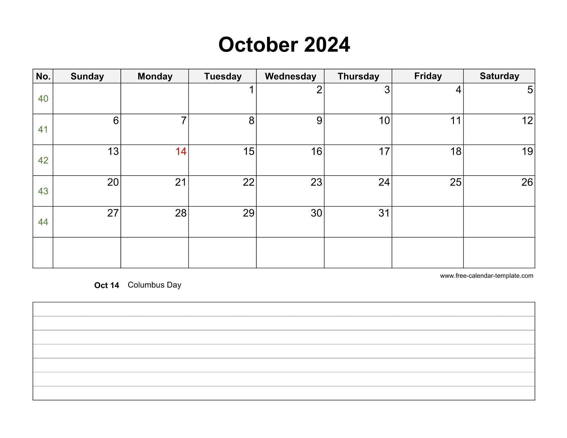 2024 Printable October Calendar With Space For Appointments regarding Printable October 2024 Calendar Word