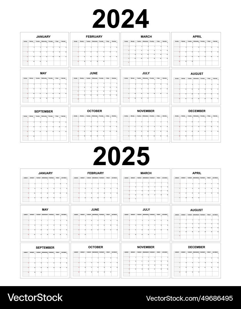 Calendar 2024 2025 Monthly Task Planner Template Vector Image regarding Calendar October 2024 To January 2025