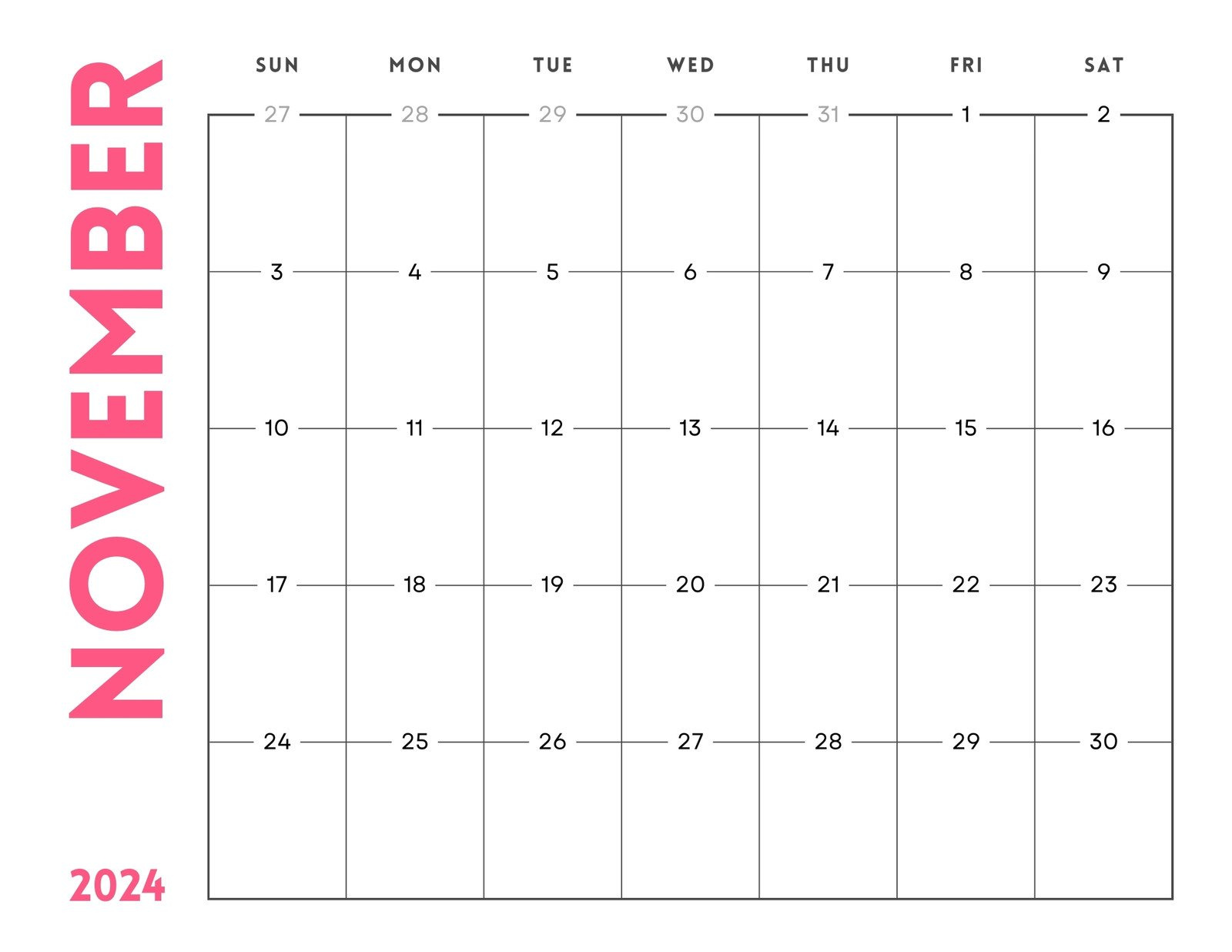 Free And Printable November 2024 Calendar Templates | Canva inside October November Calendar 2024 Printable