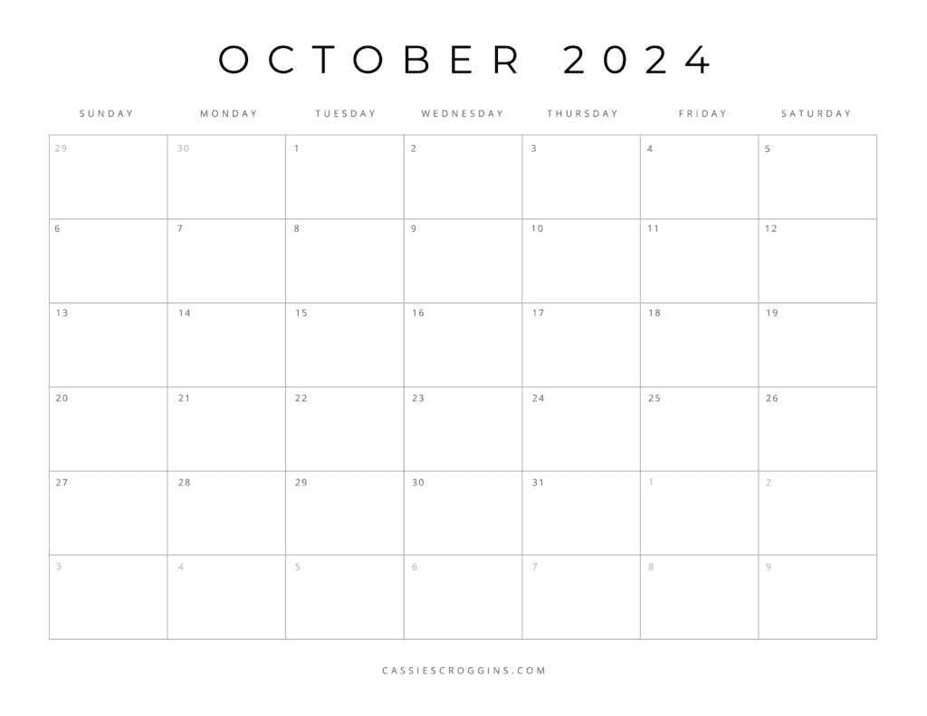 Free Printable 2024 Blank Calendar Templates (All 12 Months) for Free Printable Editable October 2024 Calendar