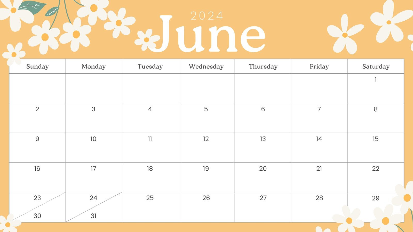 Free Printable, Custom June 2024 Calendar Templates | Canva throughout Monthly Calendar Template June 2024