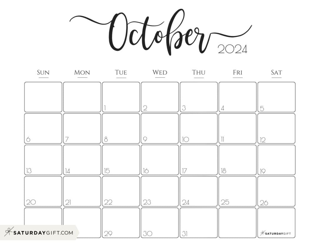 October 2024 Calendar - 20 Cute &amp;amp; Free Printables | Saturdaygift pertaining to October 2024 Calendar Printable Word