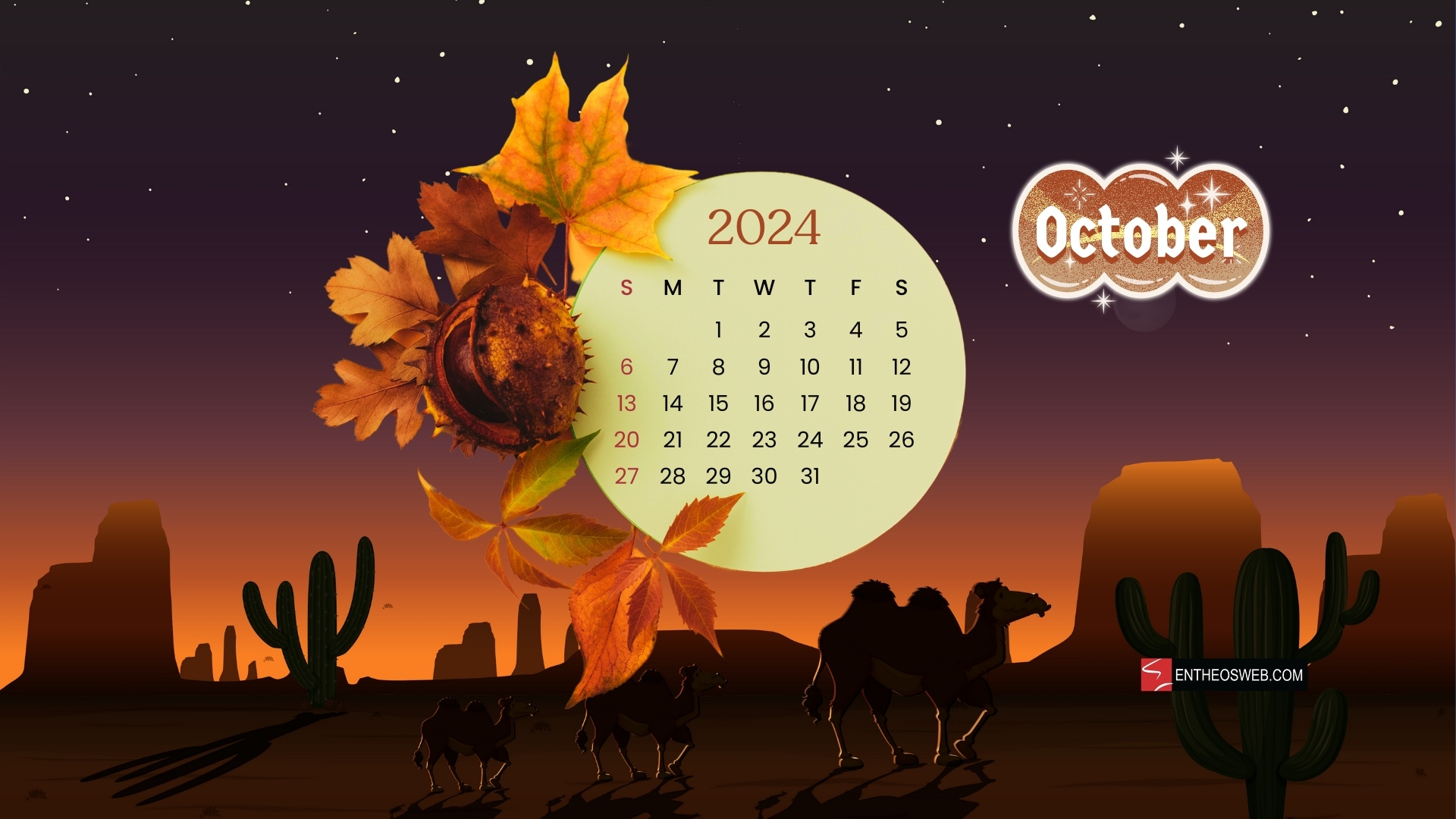 October 2024 Calendar Desktop Wallpaper Backgrounds | Entheosweb with October 2024 Calendar Wallpaper