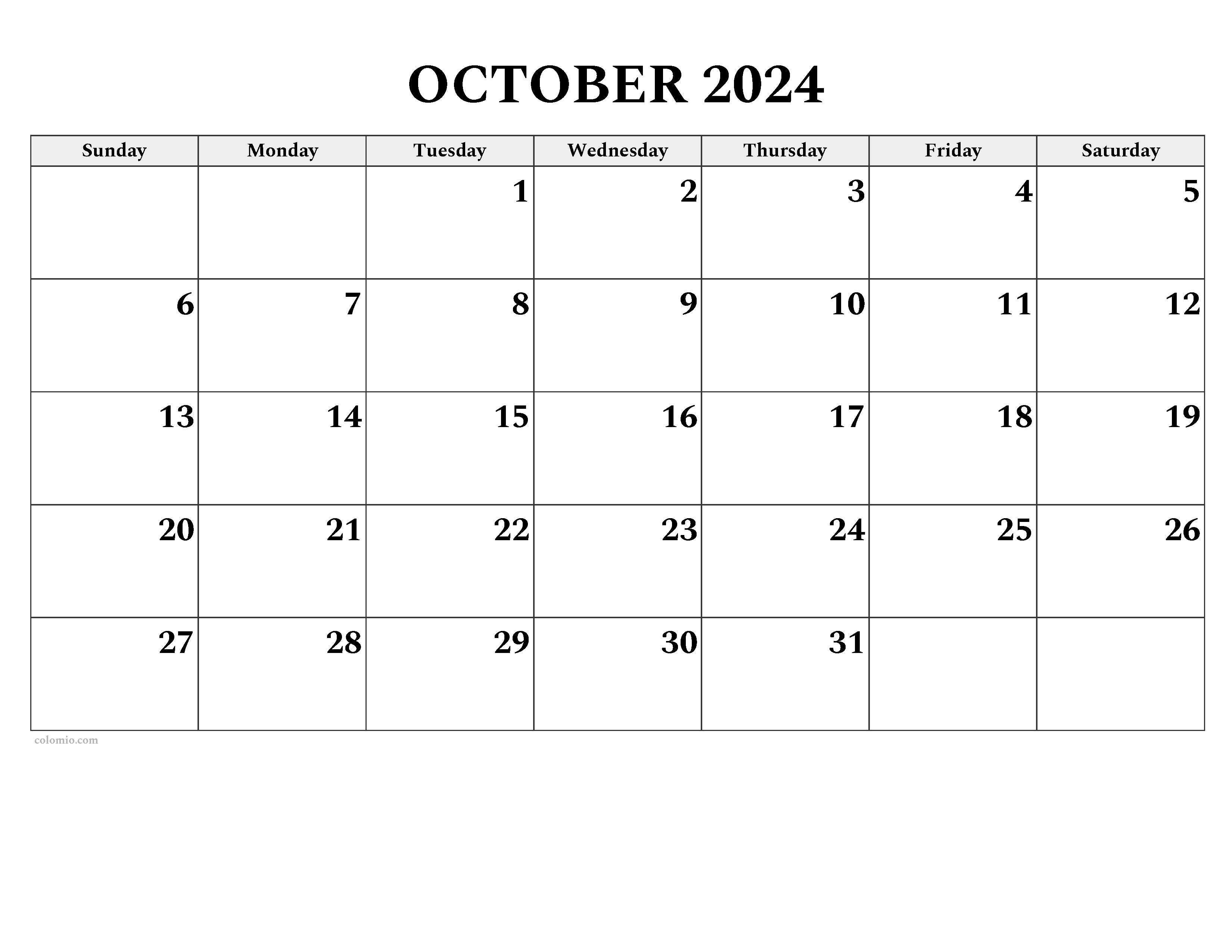 October 2024 Calendar | Free Printable Pdf, Xls And Png for October 2024 Calendar Png