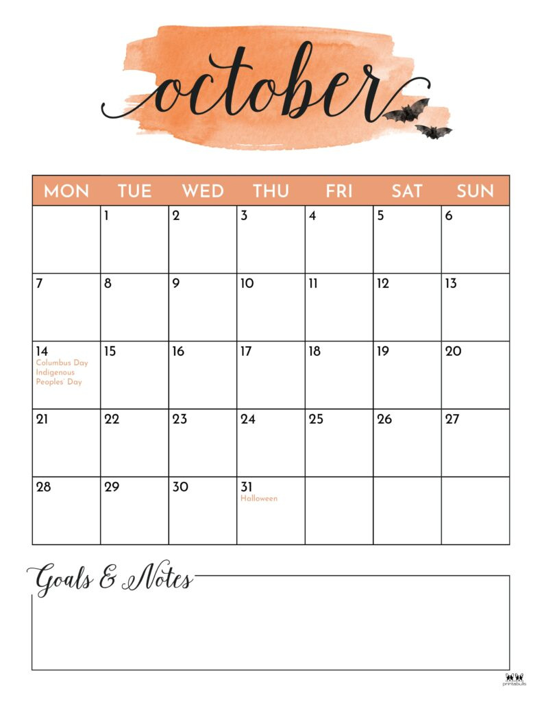 October 2024 Calendars - 50 Free Printables | Printabulls for Calendar Printable 2024 October