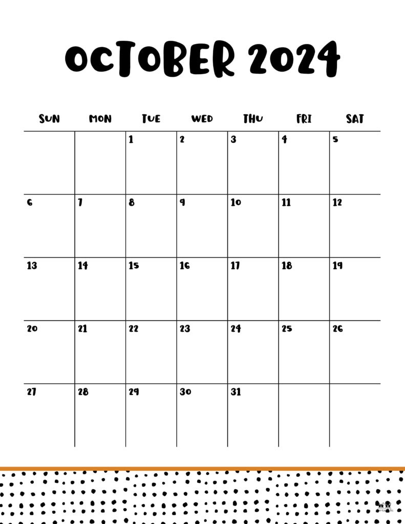 October 2024 Calendars - 50 Free Printables | Printabulls in October 2024 Calendar Vertical Printable