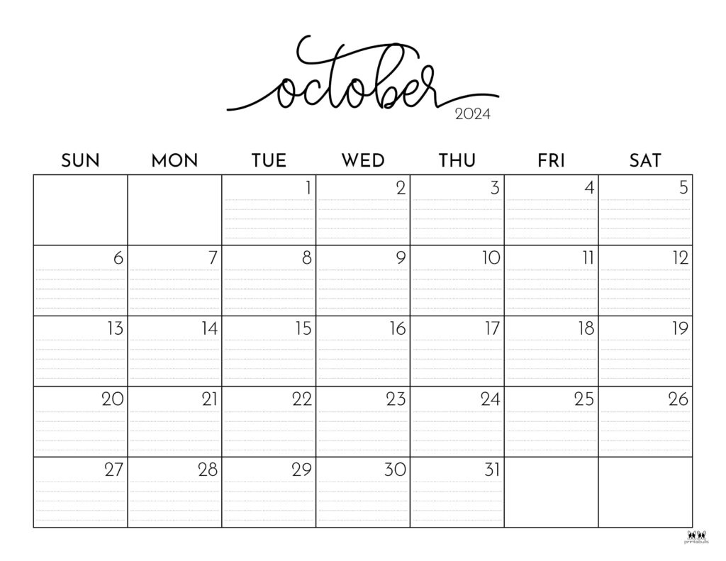 October 2024 Calendars - 50 Free Printables | Printabulls intended for October 2024 Calendar Planner Printable