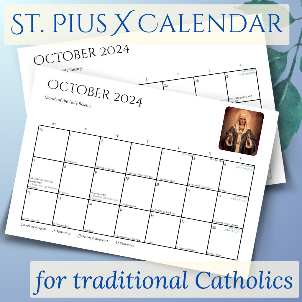 Printable Catholic Liturgical Calendar 2024 - Etsy with Catholic Calendar October 2024