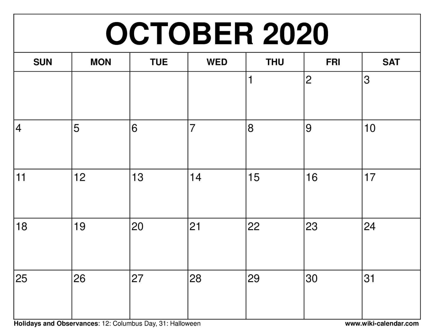 Printable October 2024 Calendar Templates With Holidays intended for Free Printable Calendar October 2024 Wiki