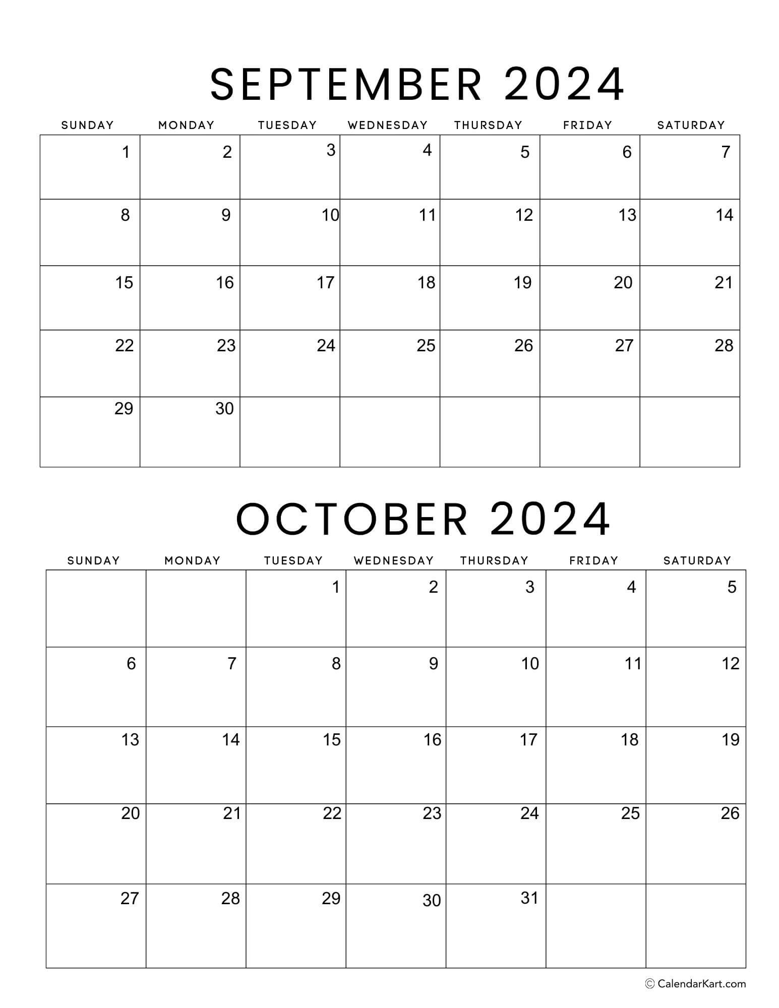 September October 2024 Calendar (5Th Bi-Monthly) - Calendarkart regarding August-October 2024 Calendar