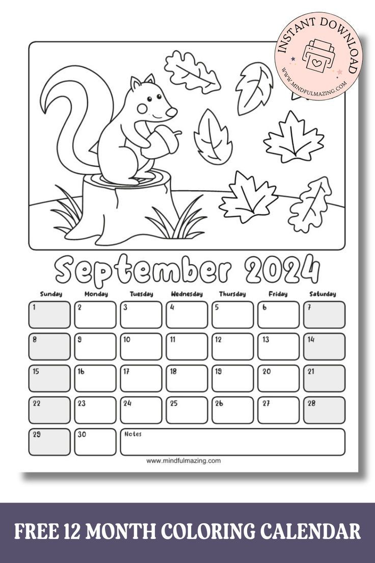 2024 Free Printable Coloring Calendars For Kids for Free Kids Printable 2024 November Calendar