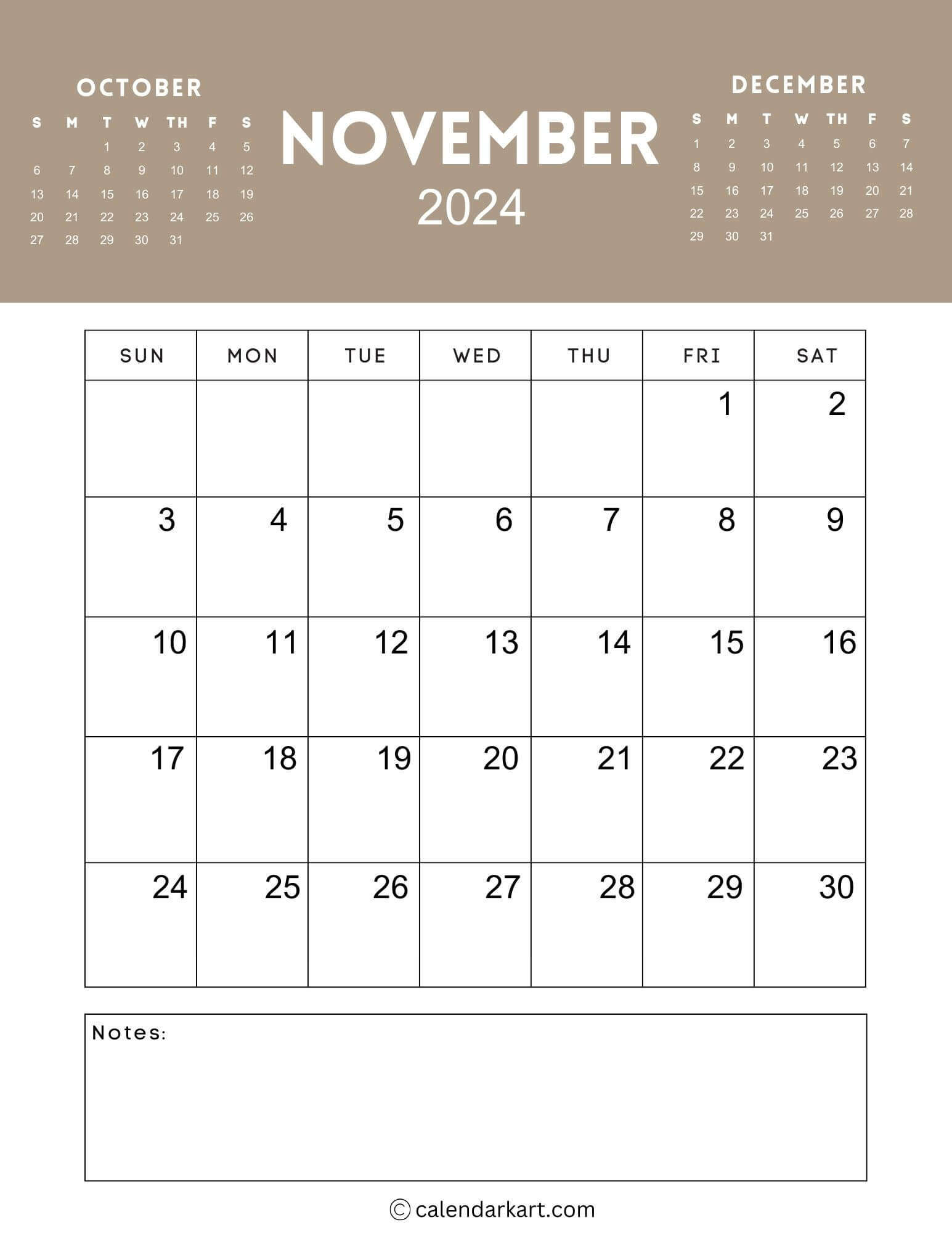 38 Printable November 2024 Calendars | Free Pdf - Calendarkart with regard to November 2024 22 Calendar Printable