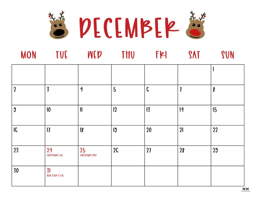 December 2024 Calendars - 50 Free Printables | Printabulls intended for November And December 2024 Calendar Printable Free