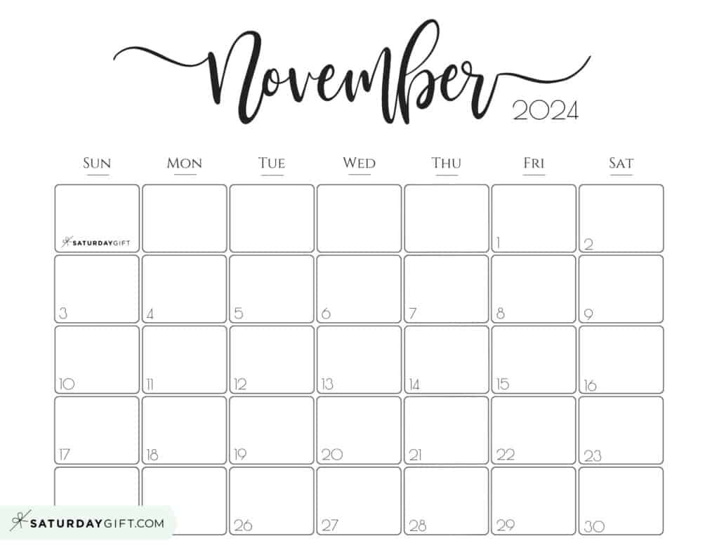 Elegant Printable Calendar 2024Saturdaygift - Readers&amp;#039; Favorite with Calendar 2024 November Printable Mon Sun