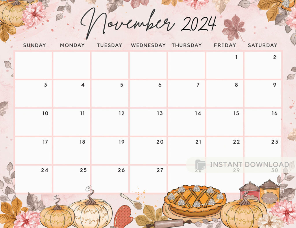 Cute School November Calendar 2024 Printable Printable Calendar 2024