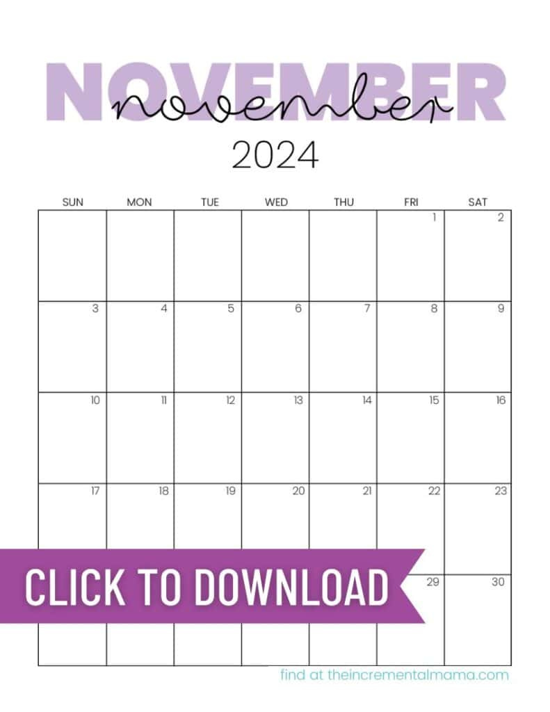 Free 2024 Monthly Calendar Printable Templates - The Incremental Mama inside Deskpad Calendar November December 2024 Printables