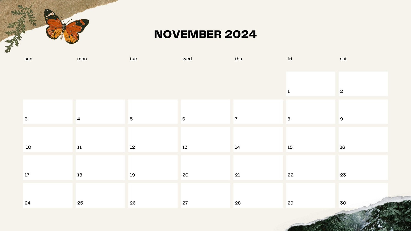 Free And Printable November 2024 Calendar Templates | Canva inside Bugs Printable Calendar November 2024