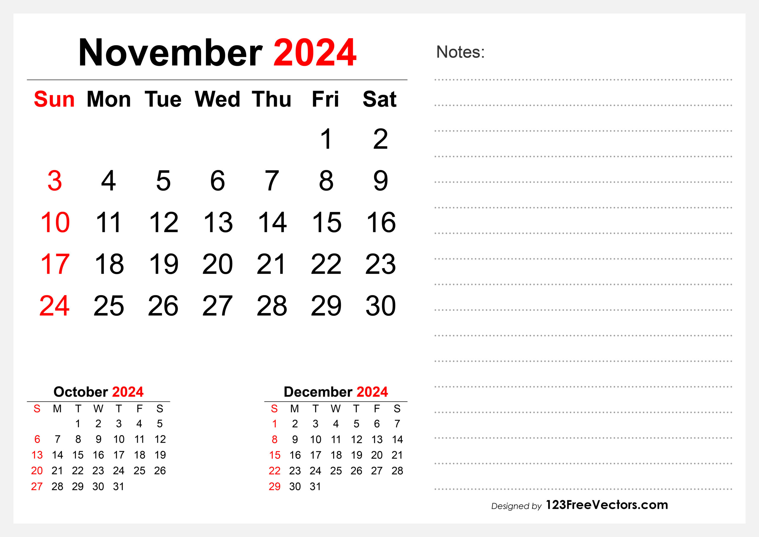 Free November 2024 Desk Calendar in Desk Calendar November 2024 Printable