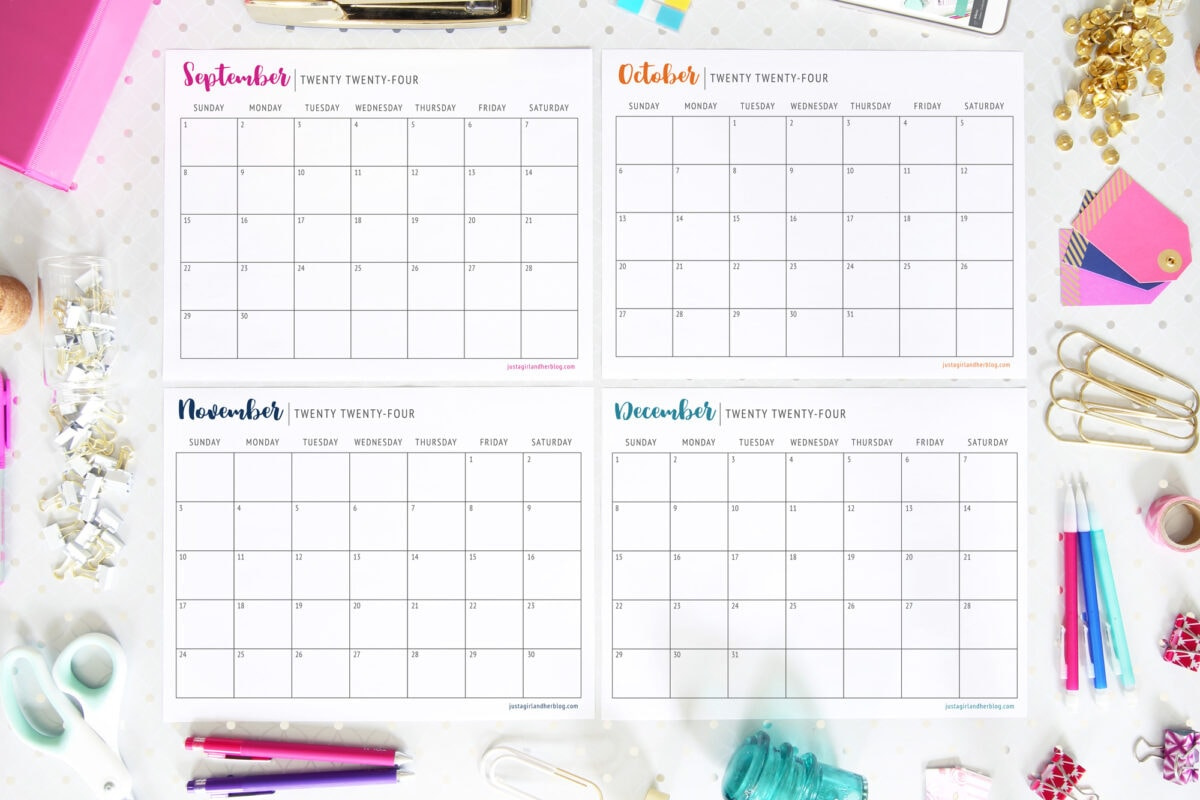 Free Printable Calendar September October November December 2024