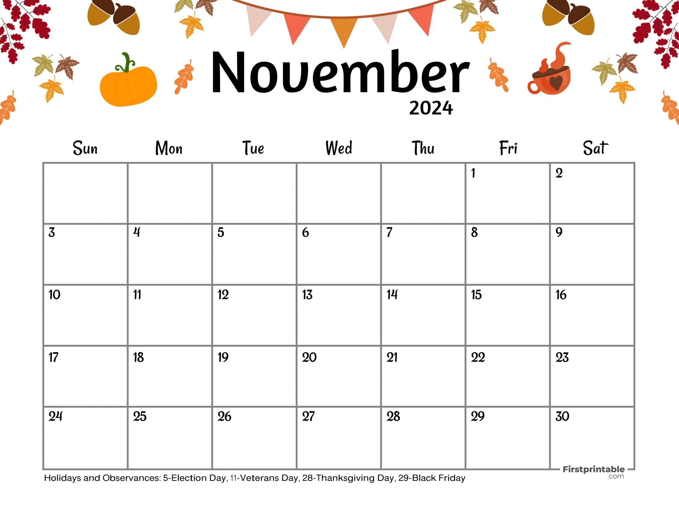 Free Printable &amp;amp; Fillable November Calendar 2024 in Calendar Matching Activity November 2024 Printable