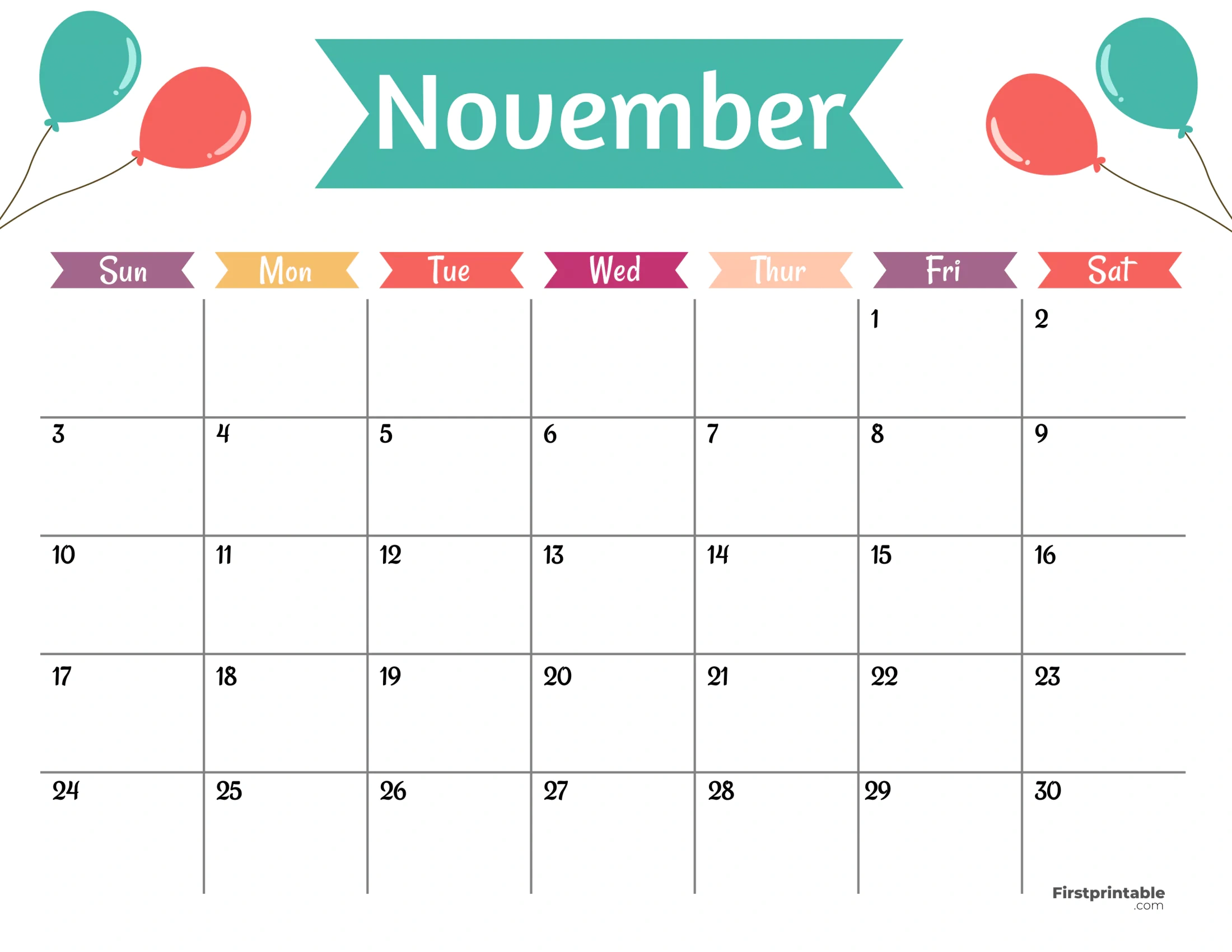 Free Printable &amp;amp; Fillable November Calendar 2024 in Free Kids Printable 2024 November Calendar