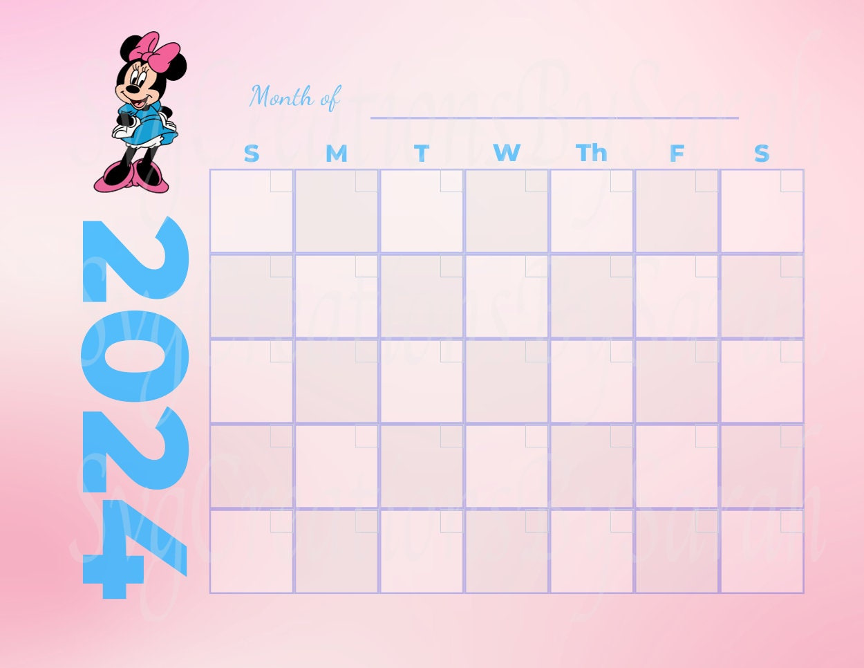 Minnie Digital Download Calendar 2024, Minnie Png, Digital pertaining to Disney Printable Calendar November 2024