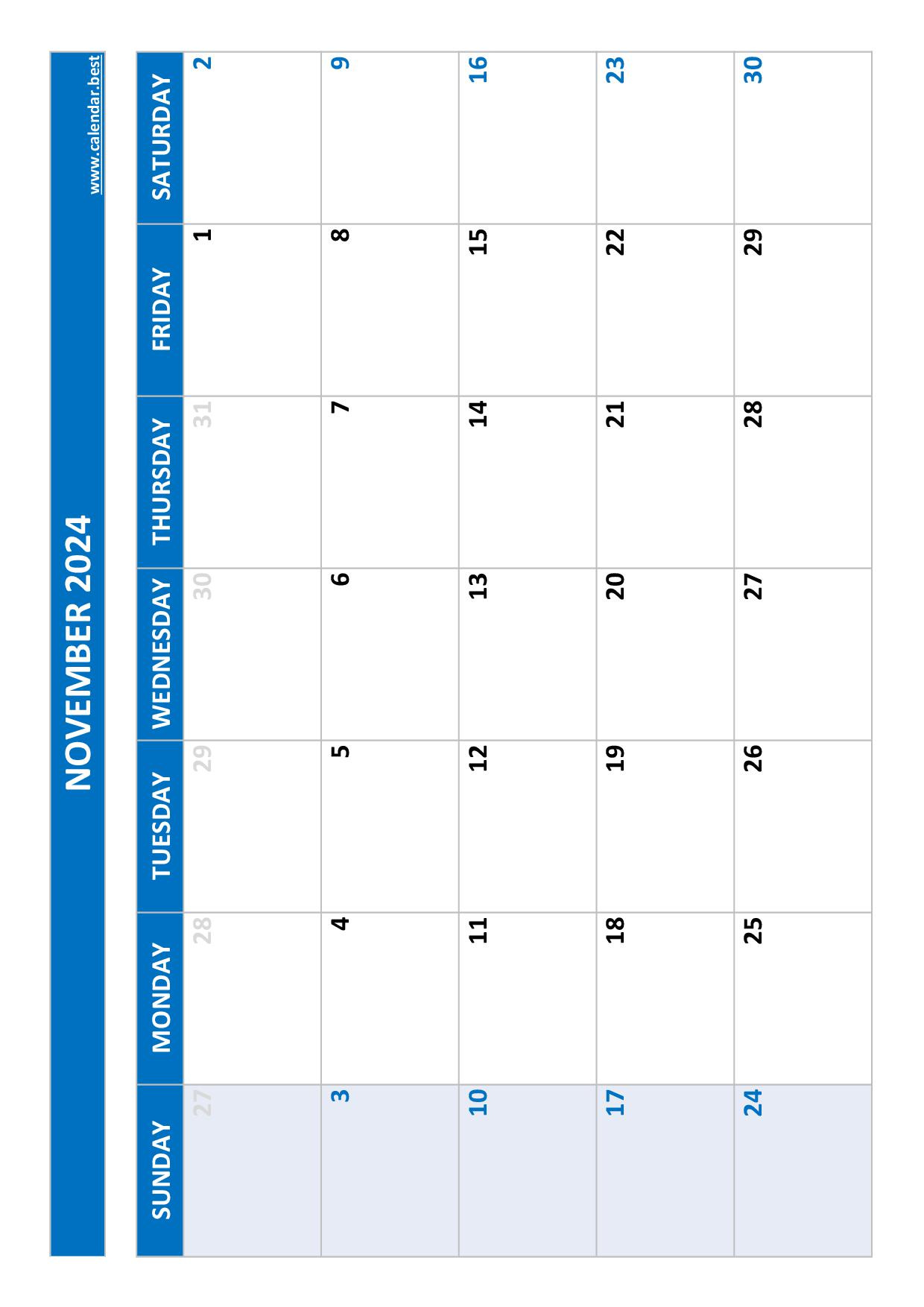 November 2024 Calendar -Calendar.best inside Month Of November 2024 Printable Calendar