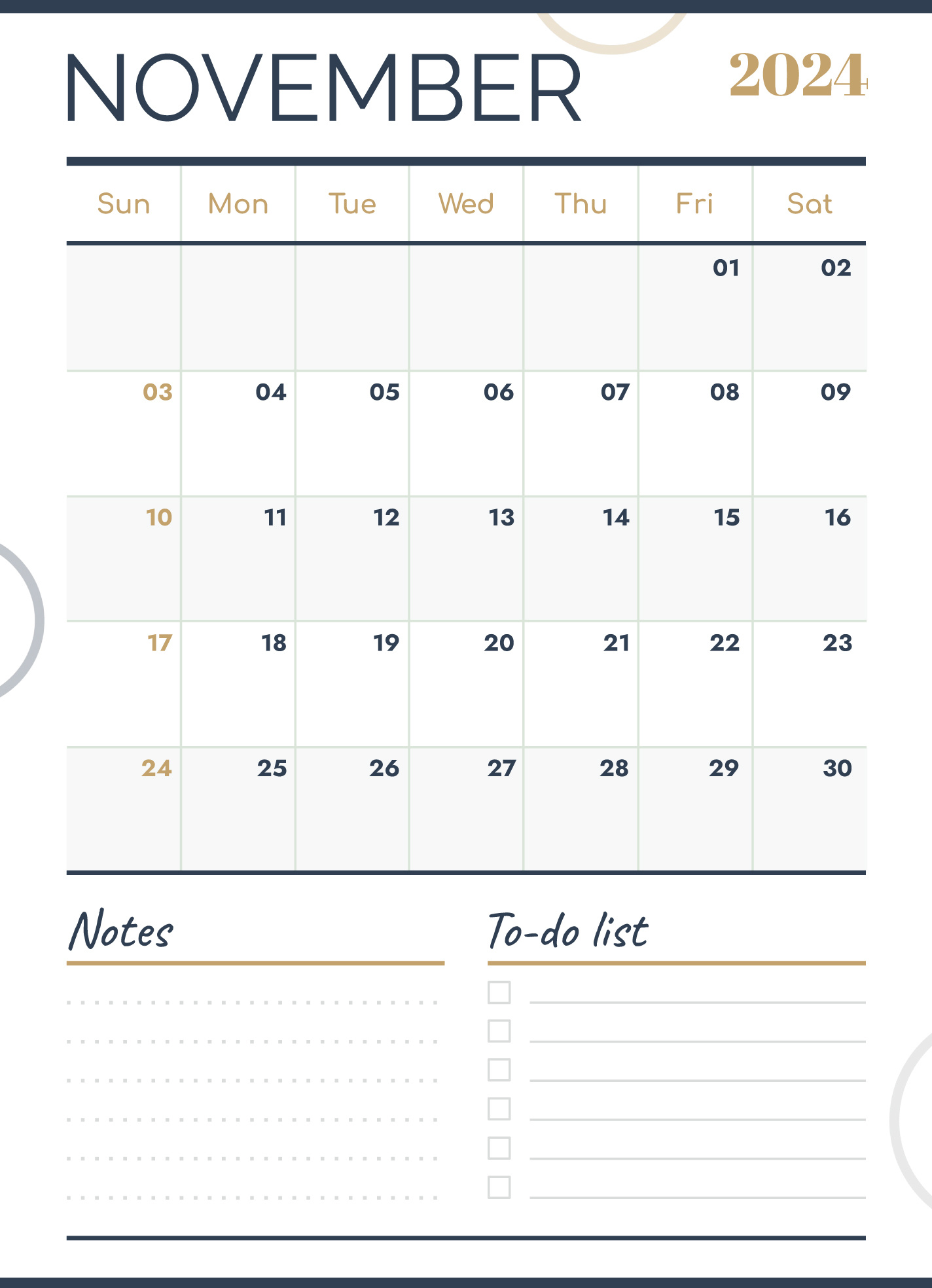 November 2024 Calendar Free Google Docs Template - Gdoc.io within Blank November 2024 Calendar Printable Google