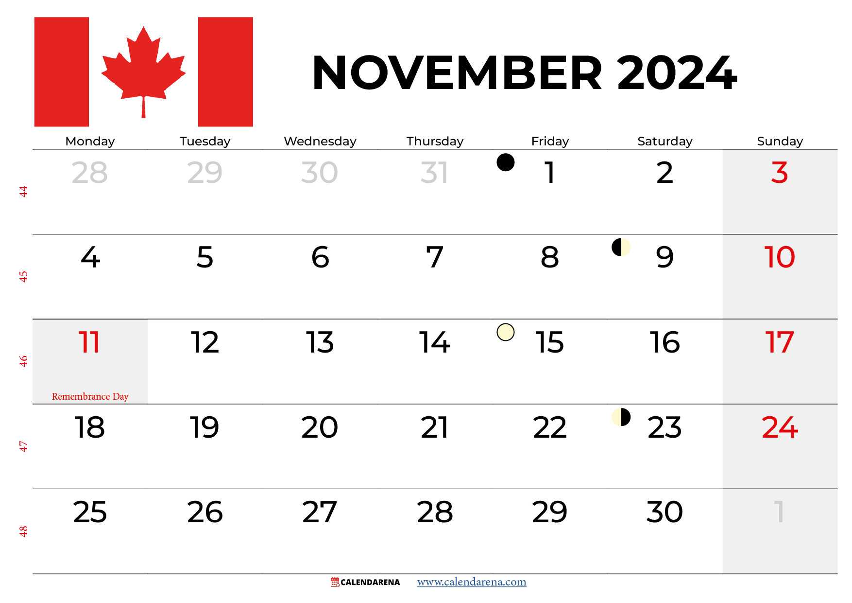 November 2024 Calendar Printable Canada pertaining to Free Printable Calendar November 2024 Canada