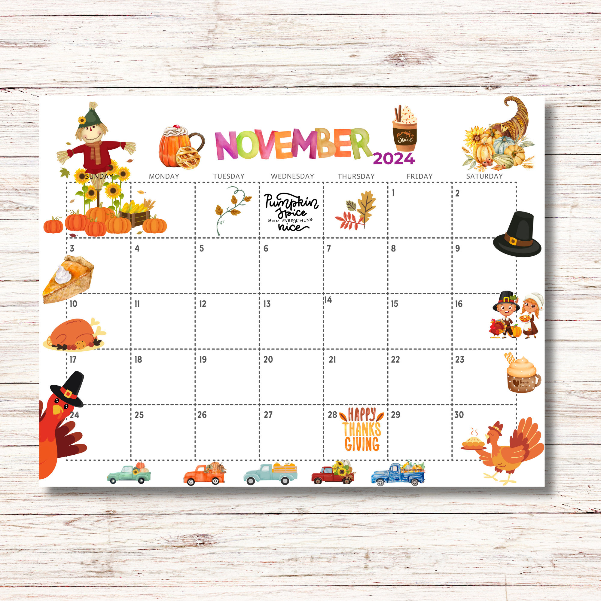 November 2024 Calendar Printable Kids Calendar 2024 Calendar Classroom School November Monthly Planner Kids Calendar Template Thanksgiving with regard to Printable November 2024 Calendar For Kindergarten