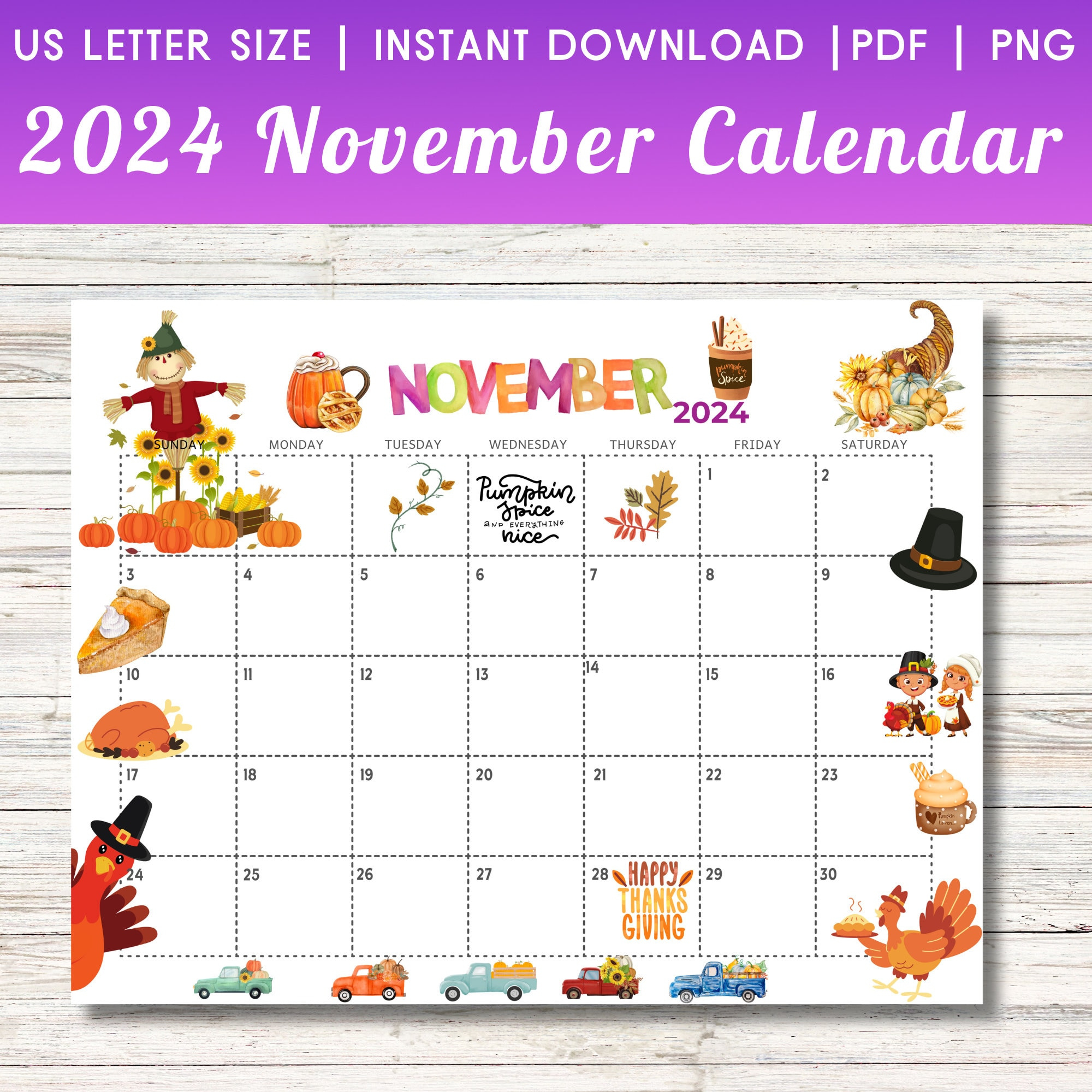 November 2024 Calendar Thanksgiving Printable Printable Calendar 2024