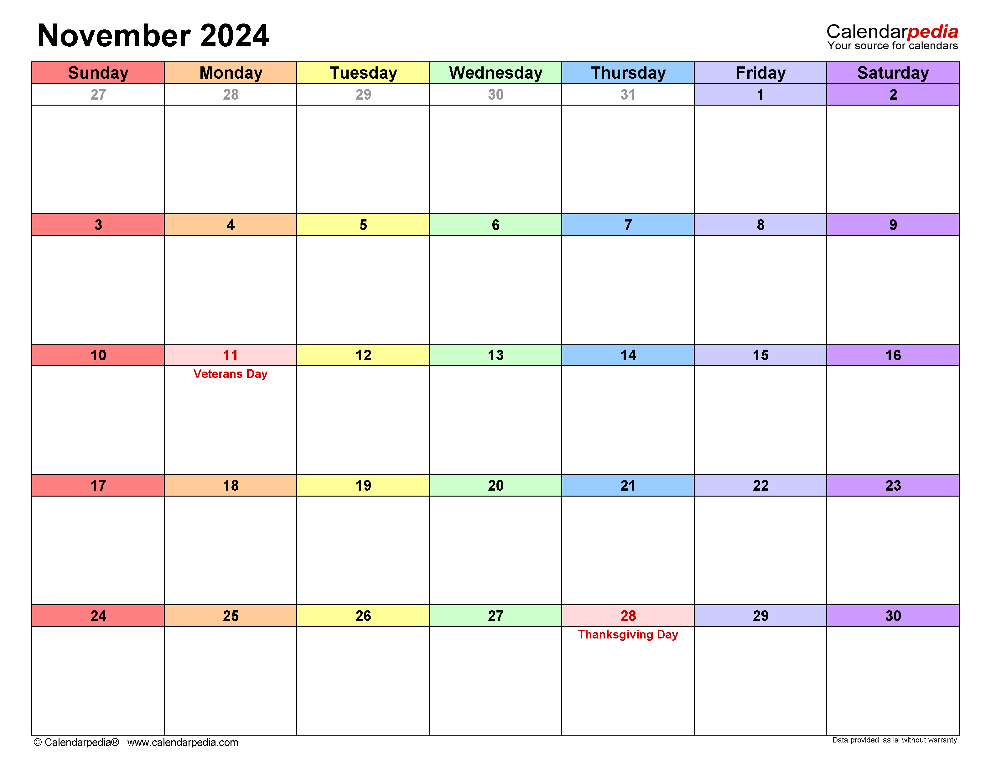 November 2024 Calendar | Templates For Word, Excel And Pdf within November Calendar 2024 Printable Word