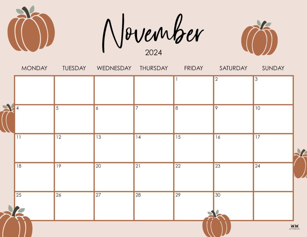 November 2024 Calendars - 50 Free Printables | Printabulls for 2024 Free Printable November Calendar