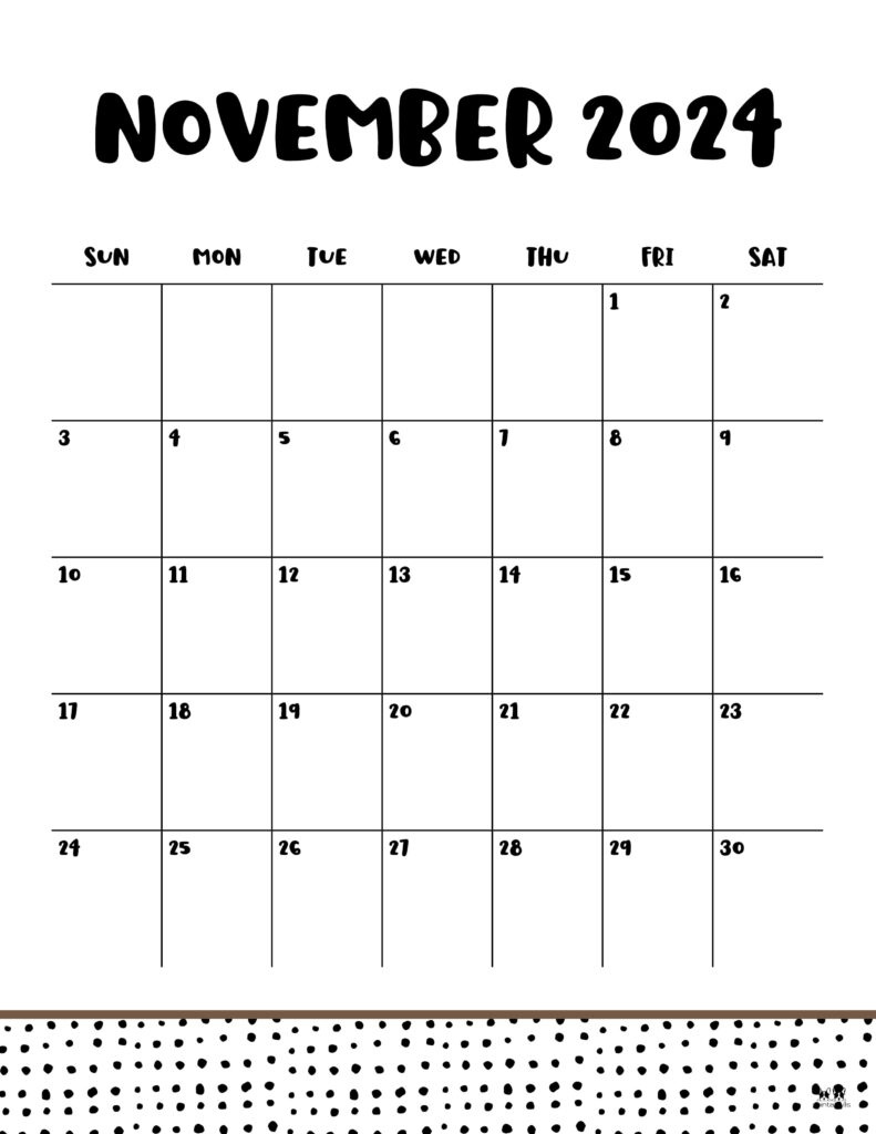 November 2024 Calendars - 50 Free Printables | Printabulls for November 2024 23 Calendar Printable