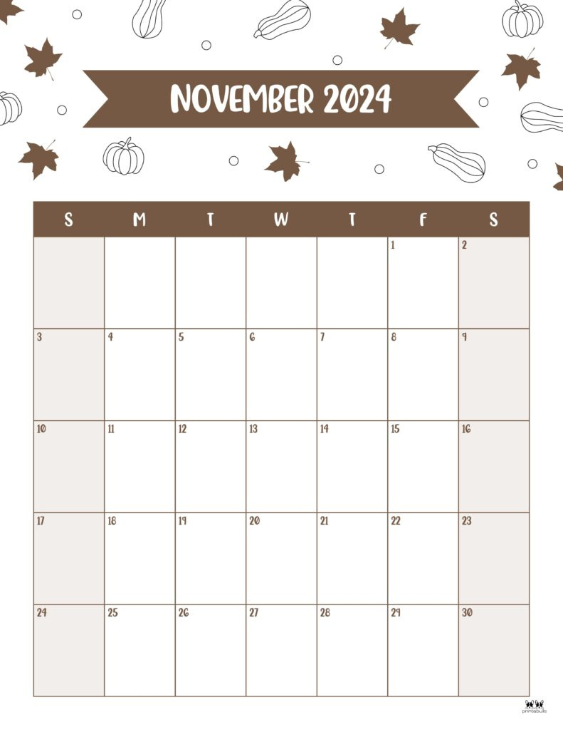 November 2024 Calendar Printable Vertical Printable Calendar 2024