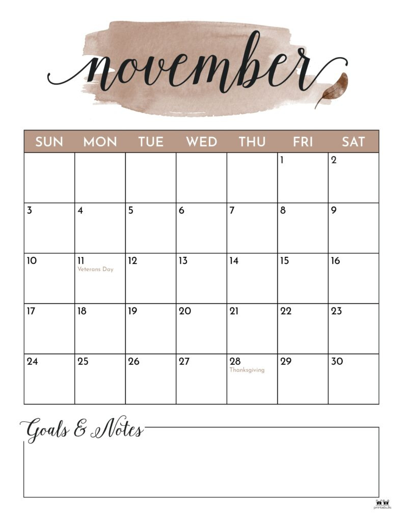 November 2024 Calendars - 50 Free Printables | Printabulls regarding Daily Printable November 2024 Calendar