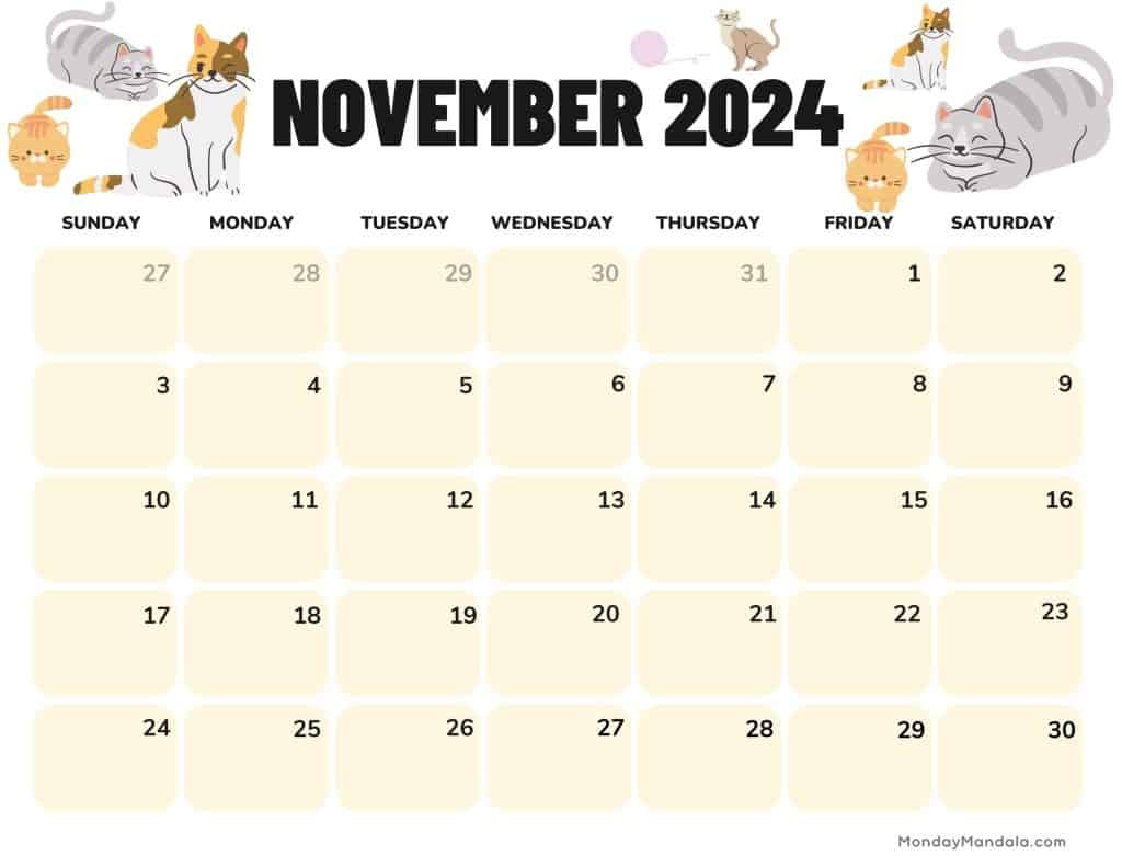 November 2024 Calendars (52 Free Printable Pdfs) with regard to 2024 November Landscape Printable Calendar