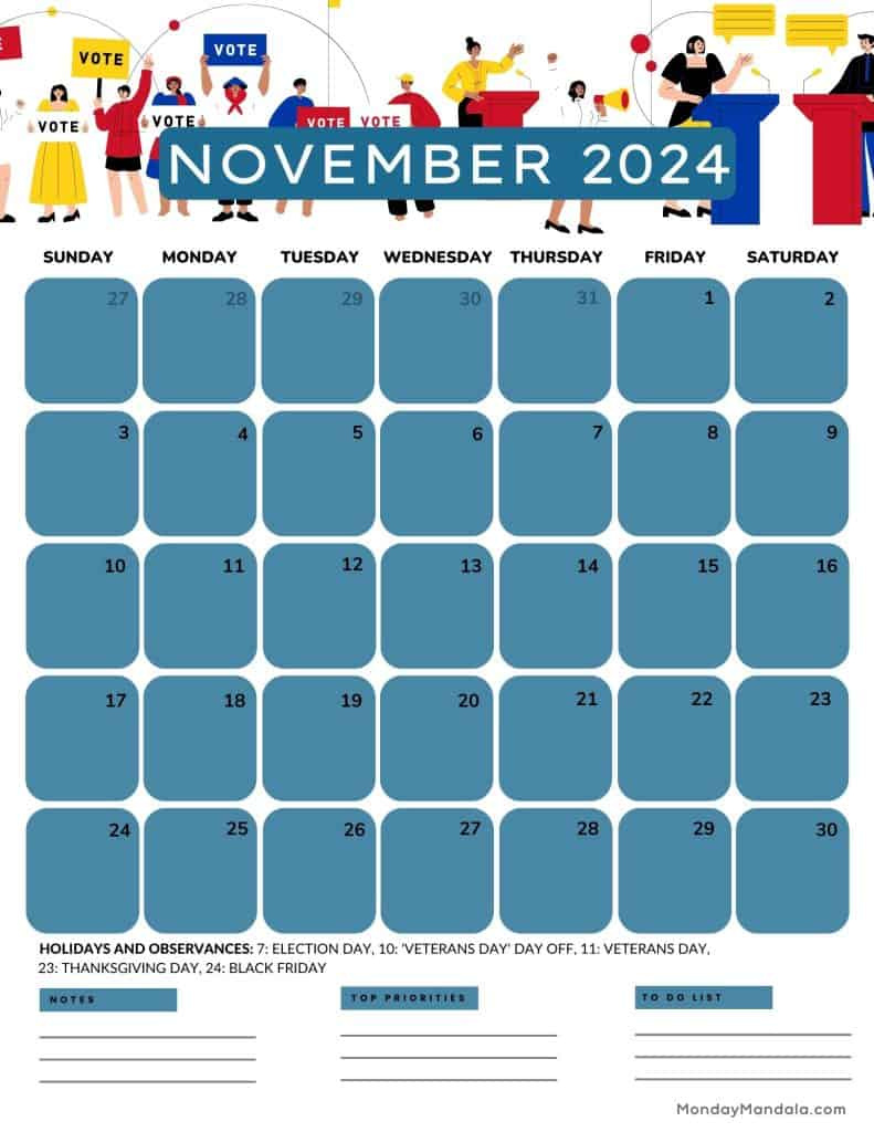 November 2024 Calendars (52 Free Printable Pdfs) with regard to Daily Printable November 2024 Calendar