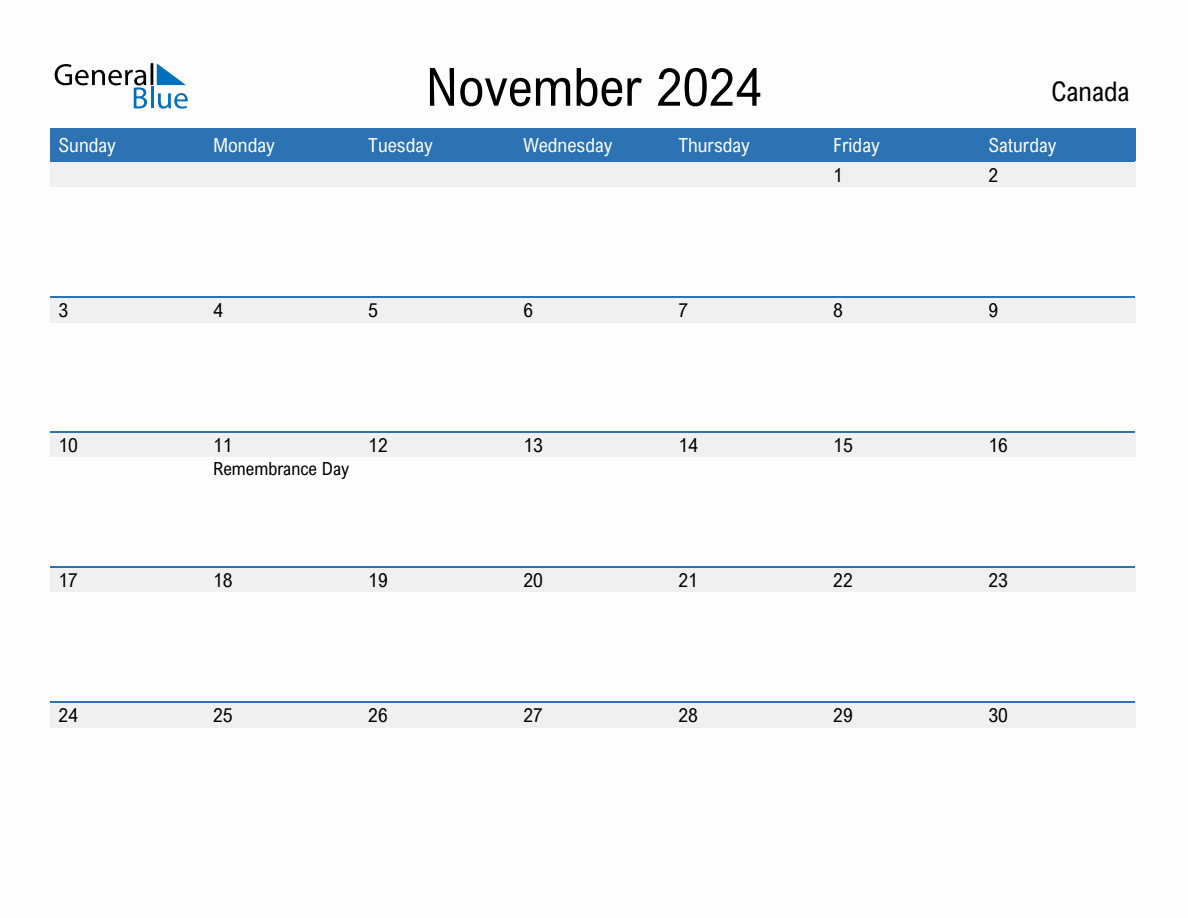 November 2024 Monthly Calendar With Canada Holidays intended for Free Printable Calendar November 2024 Canada
