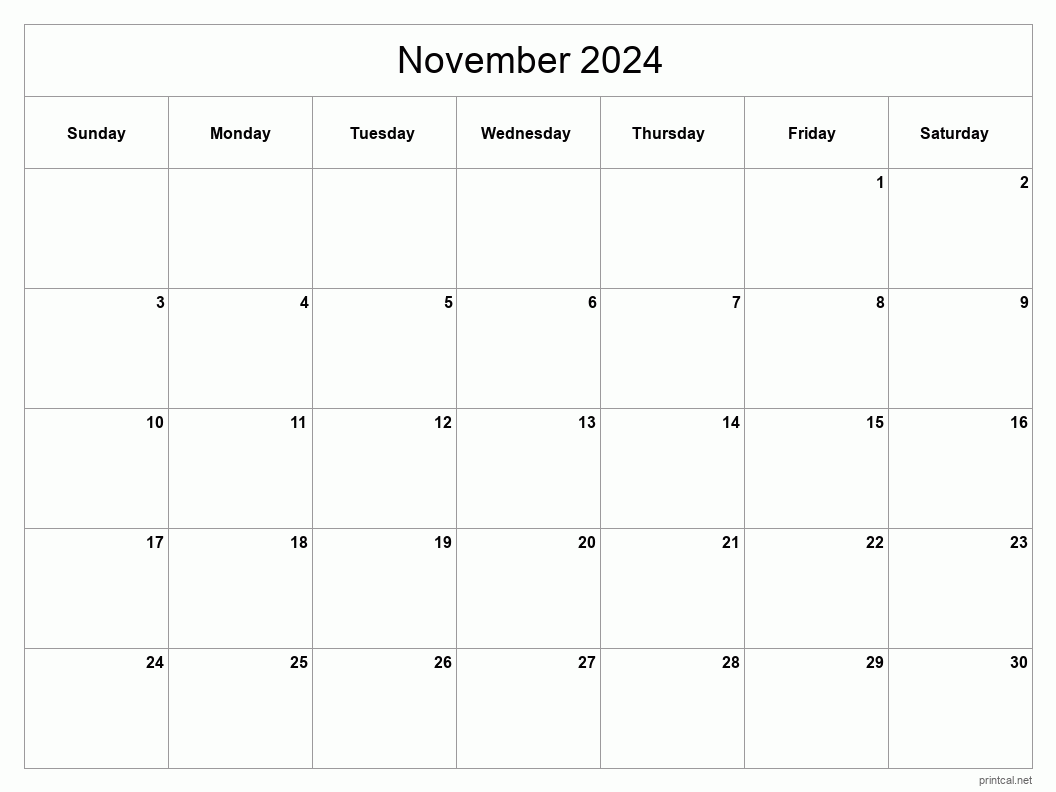 Printable November 2024 Calendar | Free Printable Calendars inside Free Printable Calendar Net November 2024