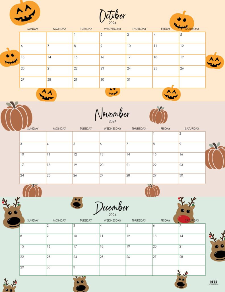 Three Month/Quarterly Calendars - 36 Free Calendars | Printabulls regarding 3 Month Calendar Printable October November December 2024